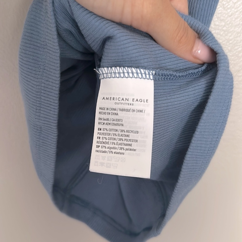 AE Fitted Blue Ribbed Tank Top - Picture 5 of 5